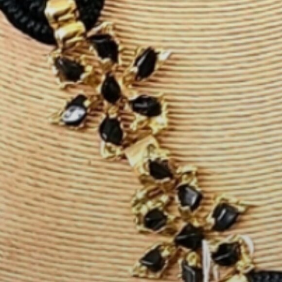 Vintage Jeweled Statement Belt or Necklace /Collar Black Franklab Designer main image 9